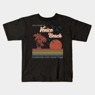 Venice Beach - Venice Beach Retro Sunset Kids T-Shirt